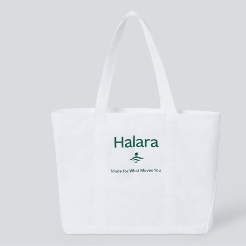 NWT Halara White Letter Print Casual Canvas Tote Bag